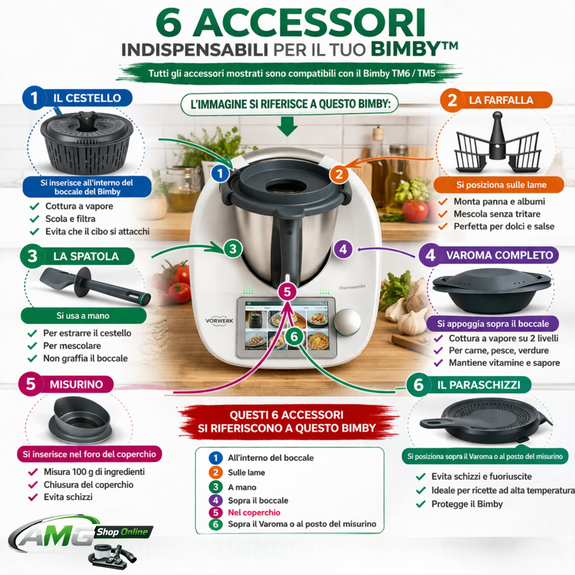 Bimby Bianco TM6 - COMPRESO DI ACCESSORI - Robot da Cucina Multifunzione con Touchscreen - 20+ Modalità - Bilancia Integrata - Facile Pulizia per Pasti Completi e Veloci