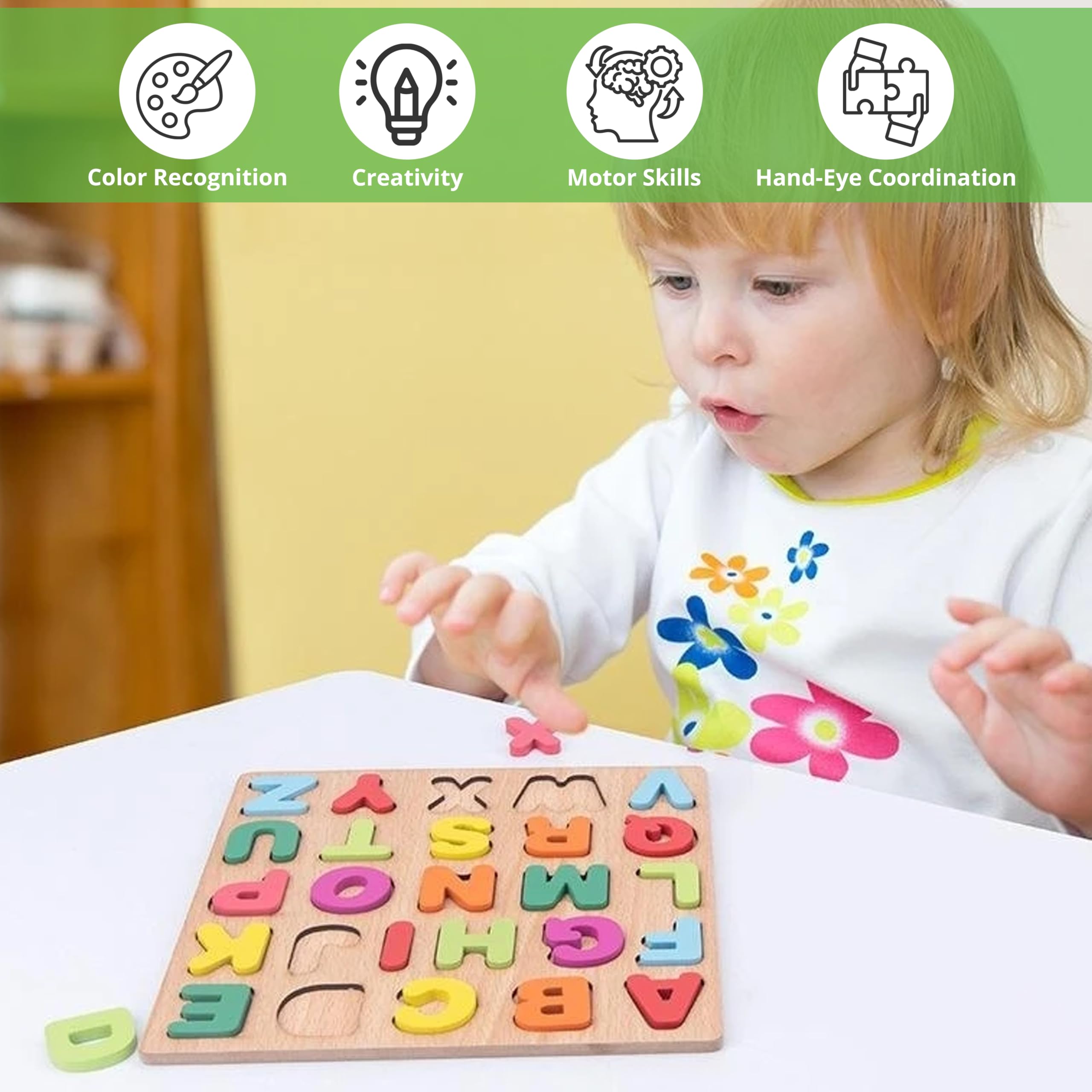 Vaan Magnus ABCD Toys for Kids, Wooden Alphabet Puzzles for Kids, Educational Activity Toys for 2-5 Years, ABCD Puzzle Set, (Alphabets, Numbers, Shapes) - Image 3 thumbnail