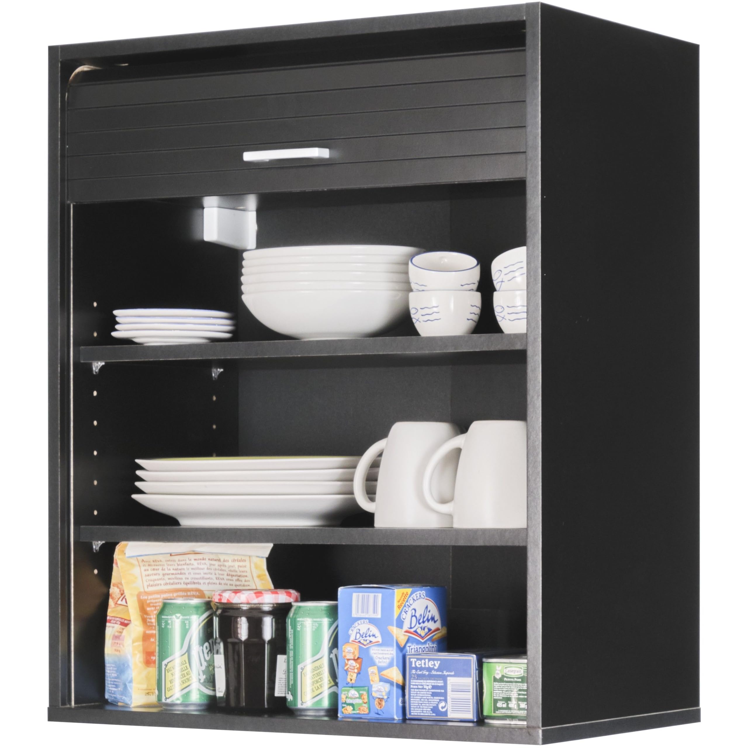SIMMOB Meuble de Cuisine Noir 2 Etagères L 60 cm H 72 cm P 35 cm