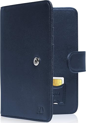 Funda para pasaporte con bloqueo RFID funda de piel hecha a mano organizador de documentos de viaje para hombres y mujeres Azul marino talla única