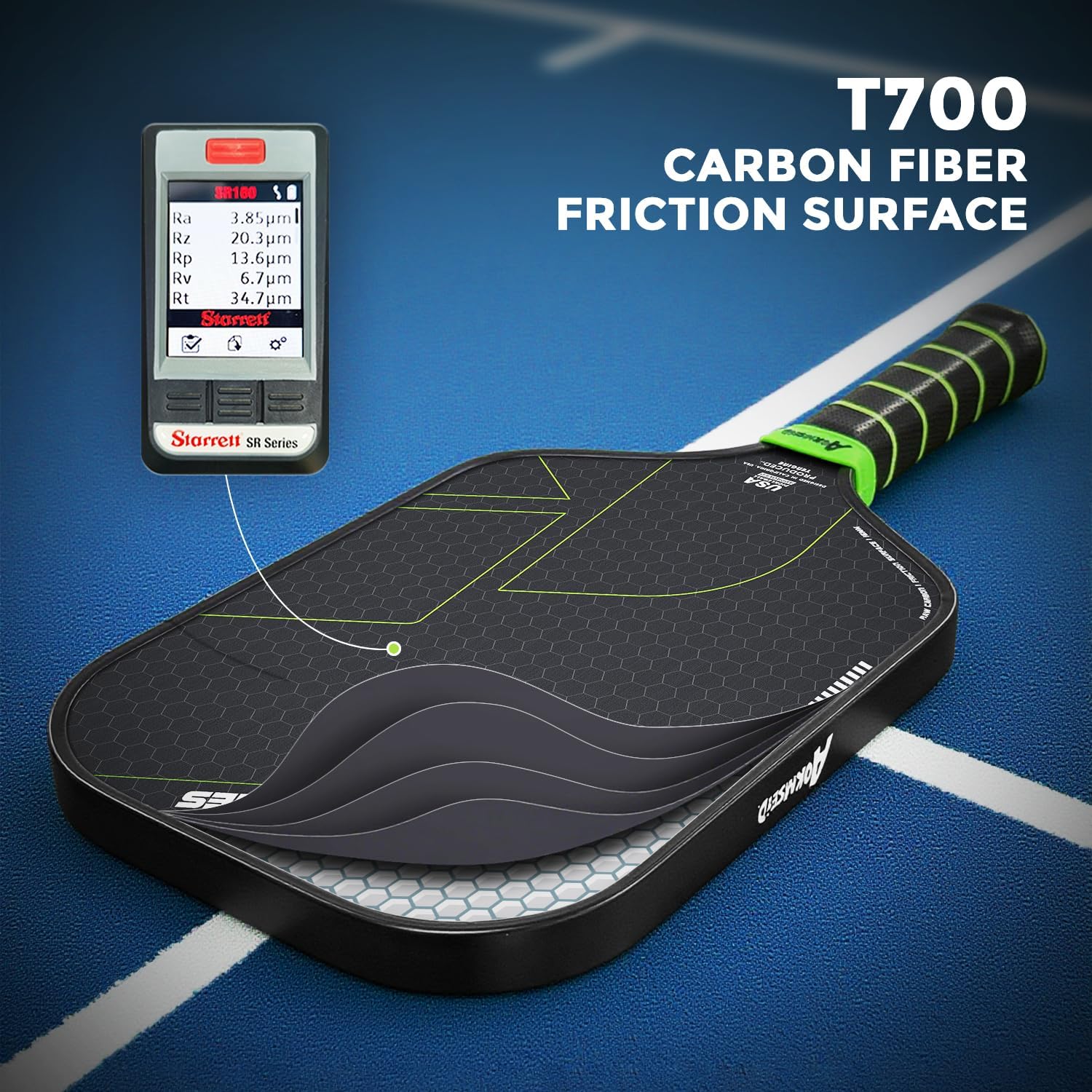 AKS Performance Series Pickleball Paddles Set - Toray T700 Raw Carbon Fiber Pickleball Paddle with Friction Surface, 16mm Powerful Polymer Core, Good Control & Spin Shots, USAP Approved - Image 3