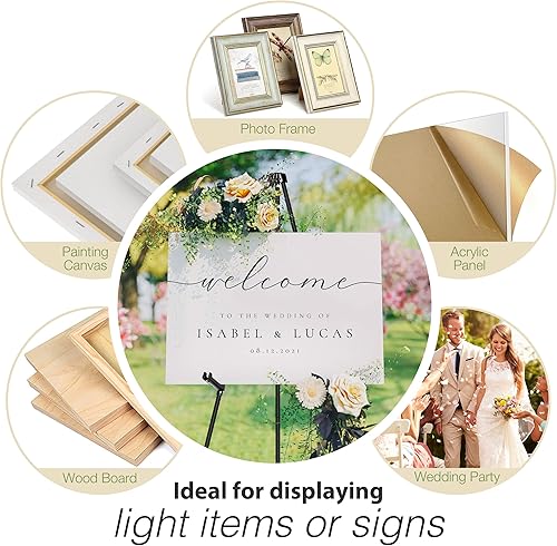 Miniatura 2 de VAIIGO - Caballete de exhibición de 63 pulgadas para letrero de boda y caballete de póster, caballete de metal ajustable para póster, caballete de