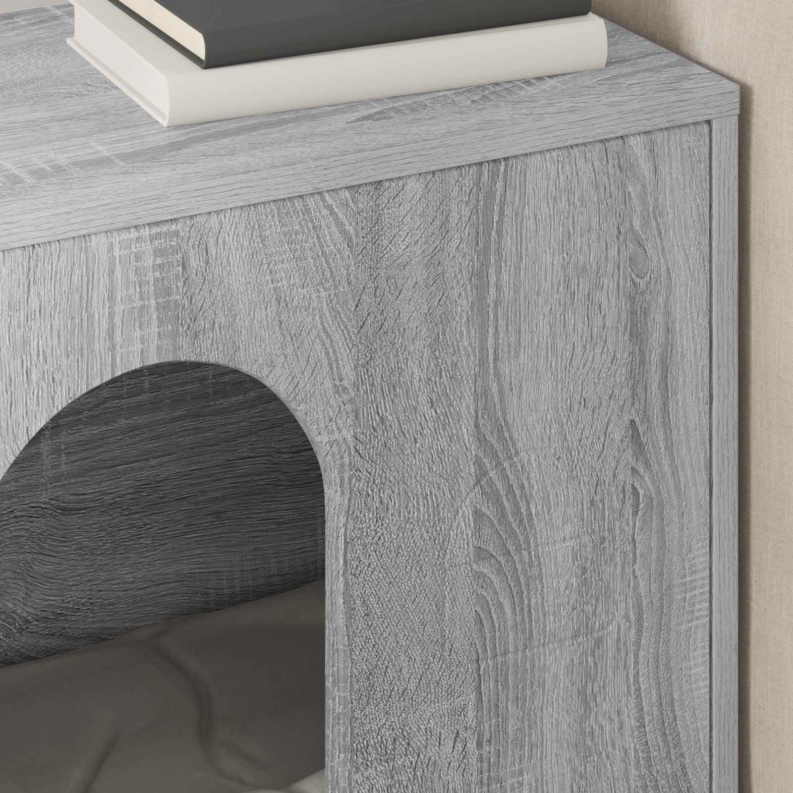 Mangloder Graues Sonoma Katzenhaus aus Holzwerkstoff 51 x 30 x 52 cm, für drinnen, stabil bis 60 kg, als Katzenhaus, kratzmöbel, kratzbrett, spielturm, zum Klettern, kratzen, Spielen