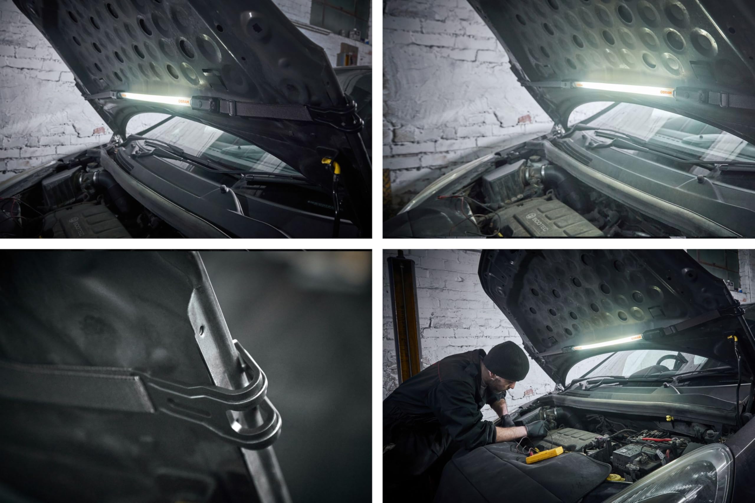 OSRAM LEDInspect FLEXIBLE INSPECTION LIGHT, akumulatorowa lampa inspekcyjna LED, 6000K, jasność do 1000 lm, zdejmowane paski elastyczne