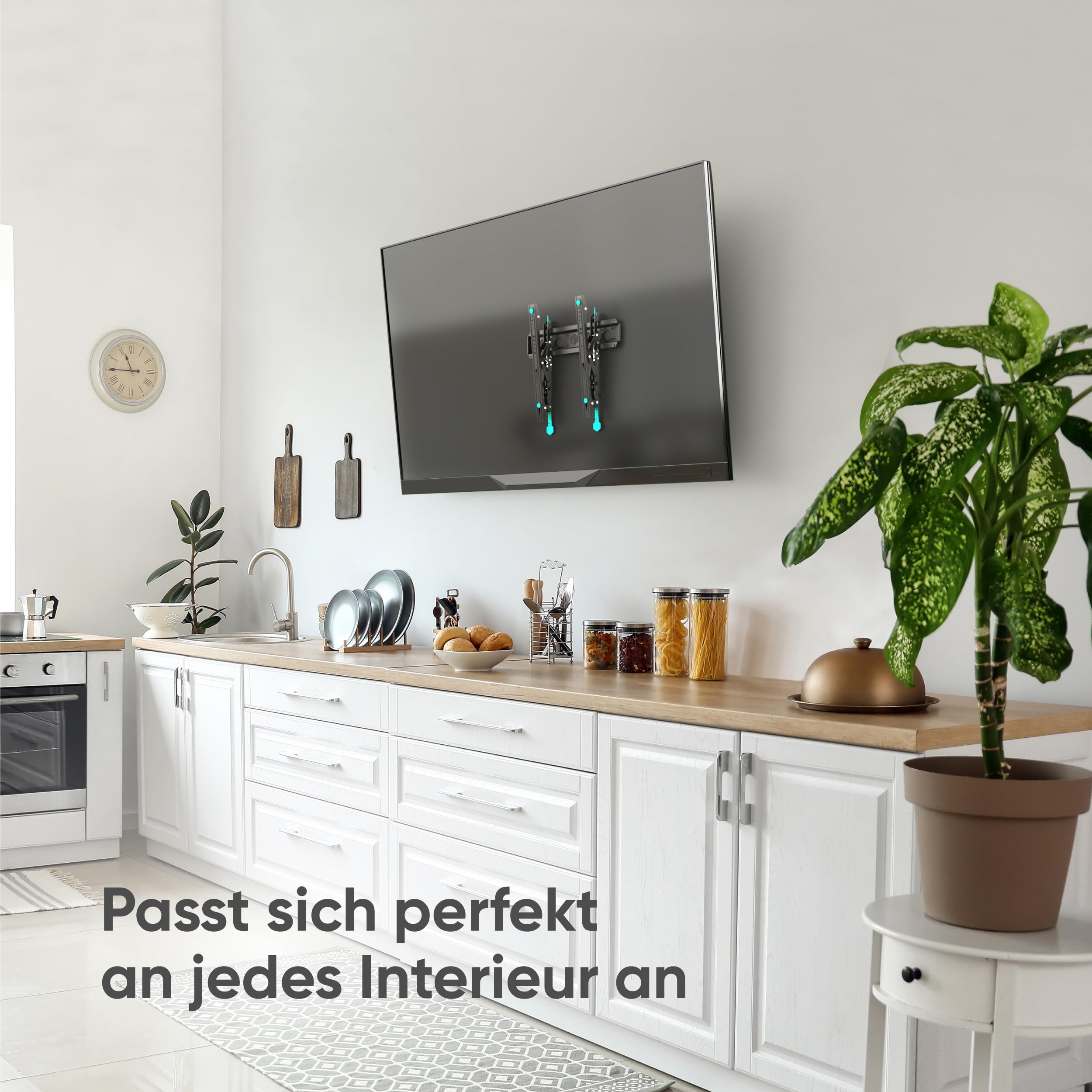 ONKRON TV Wandhalterung neigbar für 32-70 Zoll Fernseher bis zu 60 kg, neigbare Wandhalterung Fernseher, Fernsehhalterung VESA 75x75-400x400, Ultra Slim TV Halterung flach Schwarz TM5-B