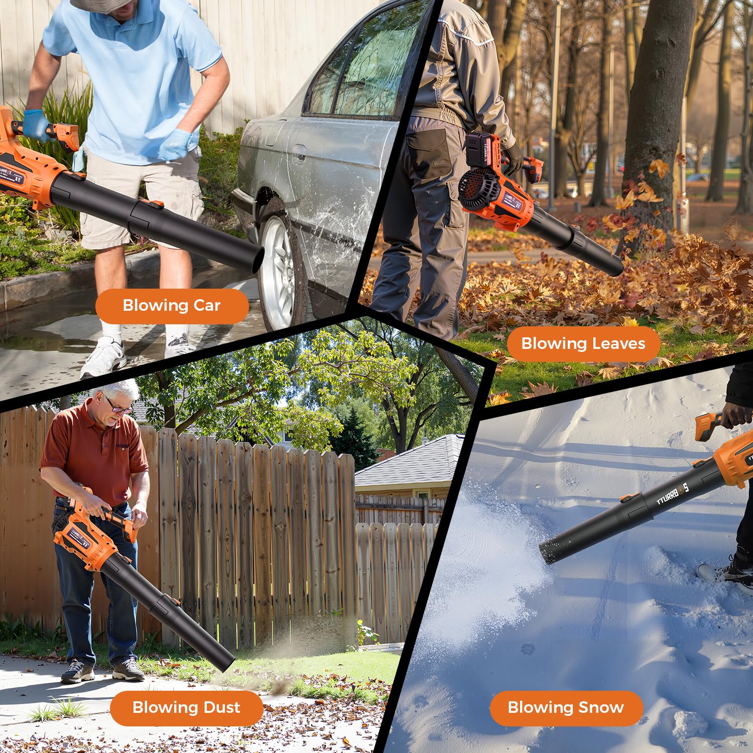Soplador de hojas inalámbrico – Soplador de hojas de motor sin escobillas de 650 CFM con control de 6 velocidades y mango ergonómico – Incluye 2 baterías de 5.0 Ah y cargador rápido – Sopladores para