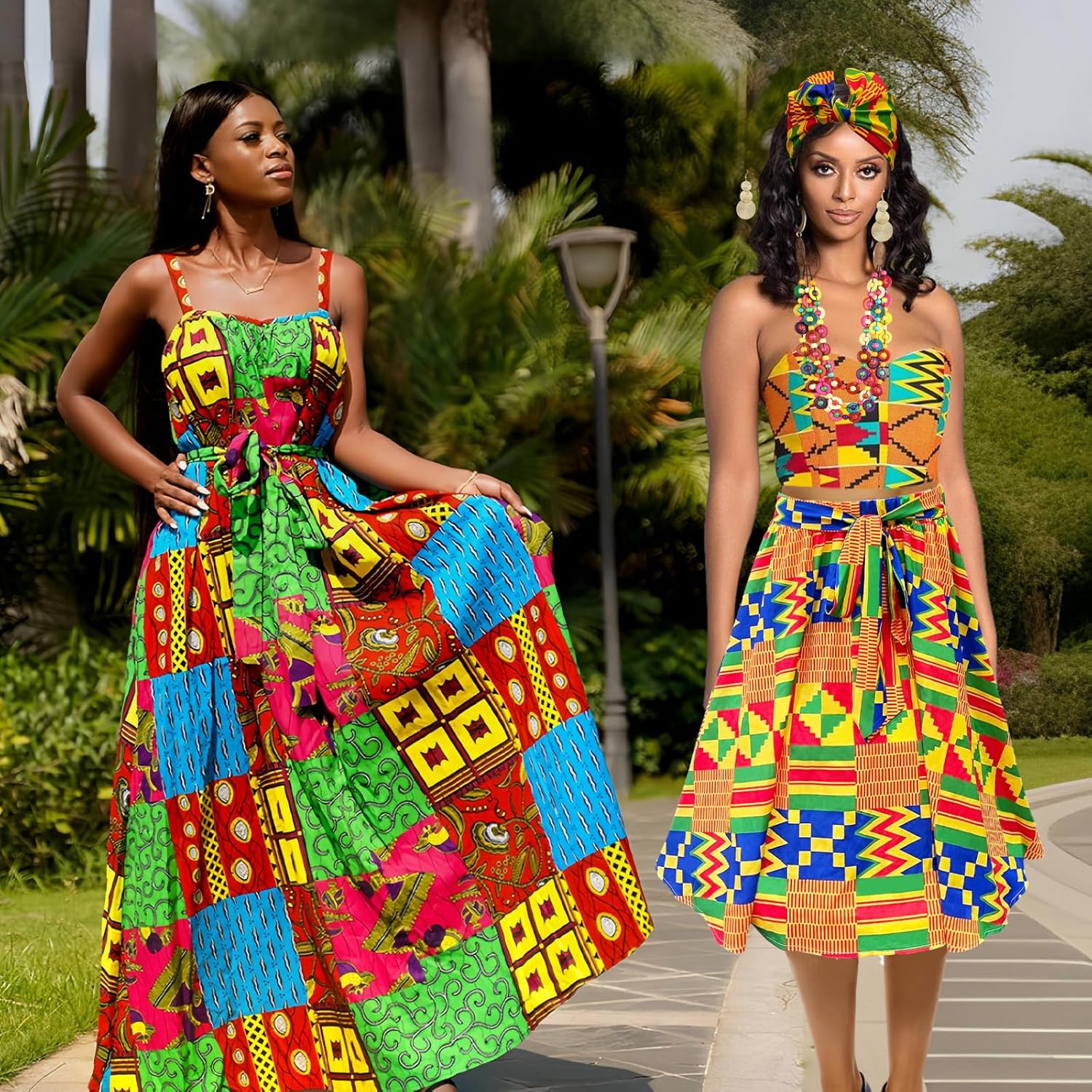 4Pcs African Dresses for Women African Attire Traditional Costume Black History Month Decorations Head Wrap Scarf - Image 6