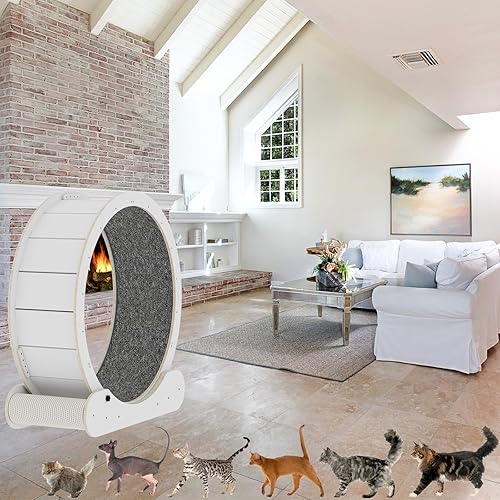 Miniatura 7 de Rueda para gatos con 2 postes rascadores, ruedas silenciosas grandes XL de 43.30 pulgadas para gatos de interior que eliminan la falta de ejercicio