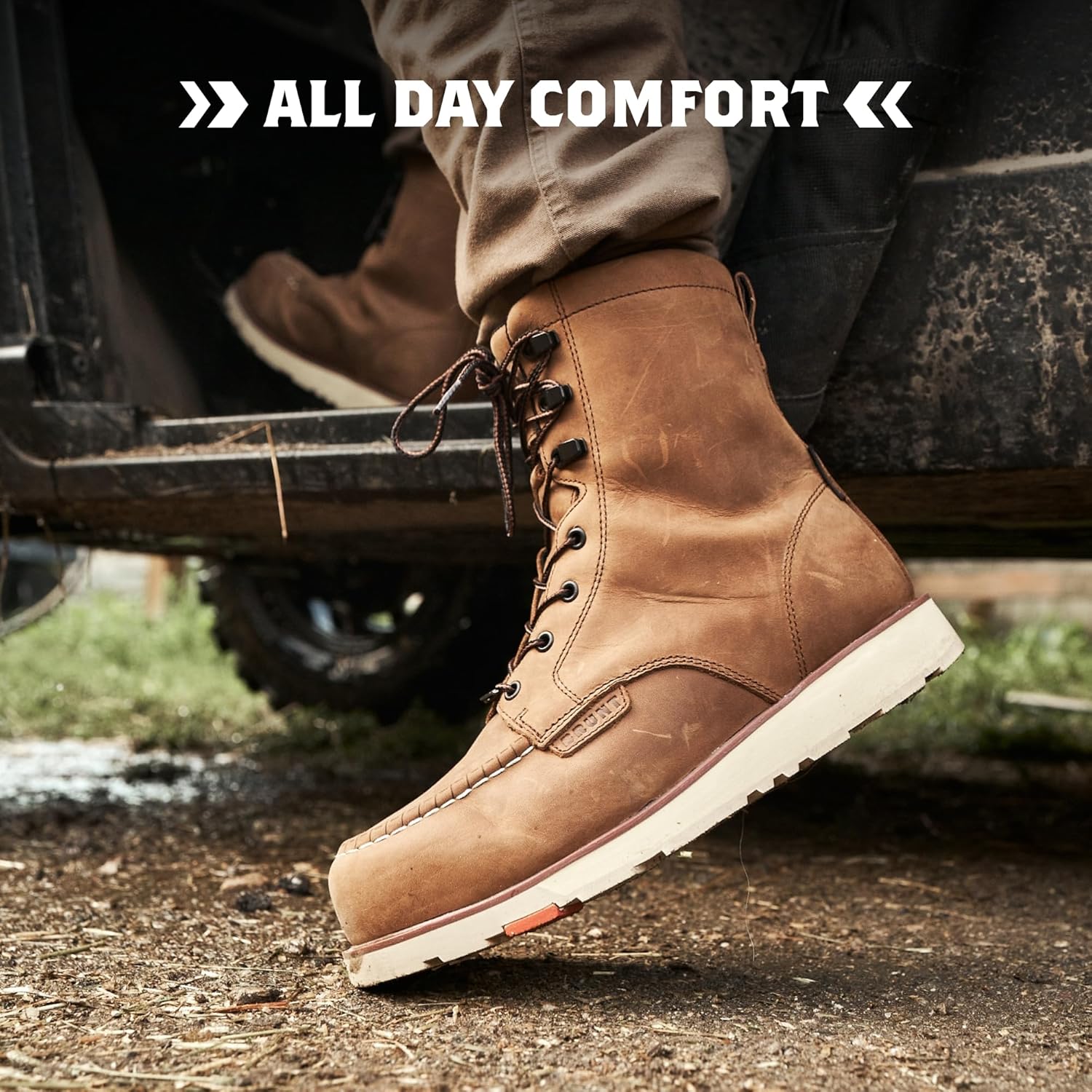 BRUNT The Marin (Soft Toe) - 8" Waterproof Moc Toe Work Boot - Electrical Hazard Rated - Slip + Oil Resistant - Adjustable Width System - Image 2