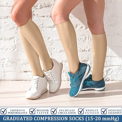 Miniatura 2 de FEYHAY Calcetines de compresión de cobre (3 pares) de 15-20 mmHg de circulación es la mejor atlética y diaria para hombres y mujeres, correr,