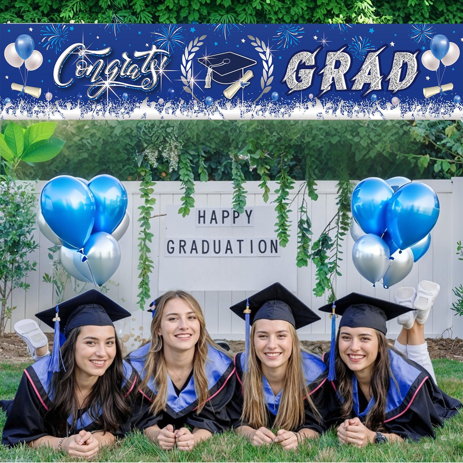 Graduation Decorations, Graduation Banner 2026, Blue and Silver Banner, Large Class of 2026 Party Decoration - Image 4