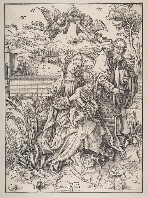 Amazon Albrecht Durer ジクレー キャンバスに印刷 有名な絵画 美術品 ポスター 再生 壁の装飾 3匹のうさぎの聖家族 ビッグサイズ 59 8 X 80cm アートフレーム ポスター オンライン通販