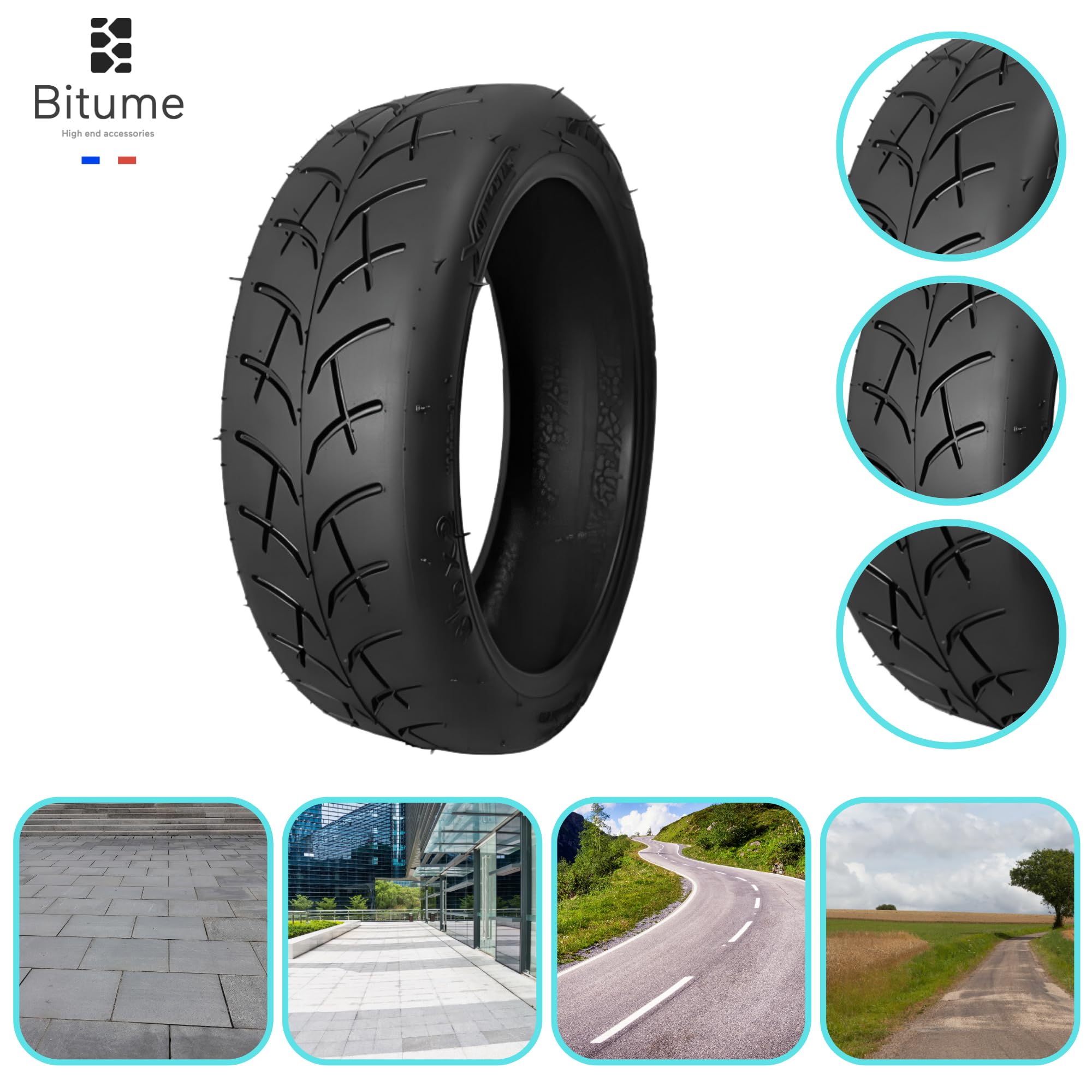 BITUME | Pneu pour Trottinette Électrique Dualtron Mini & Speedway Léger | Pneu 8,5x2 Pouces pour Trottinette Électrique Roue Avant et Arrière | Anti Dérapant (Pack 2) | Chambre à Air Incluse