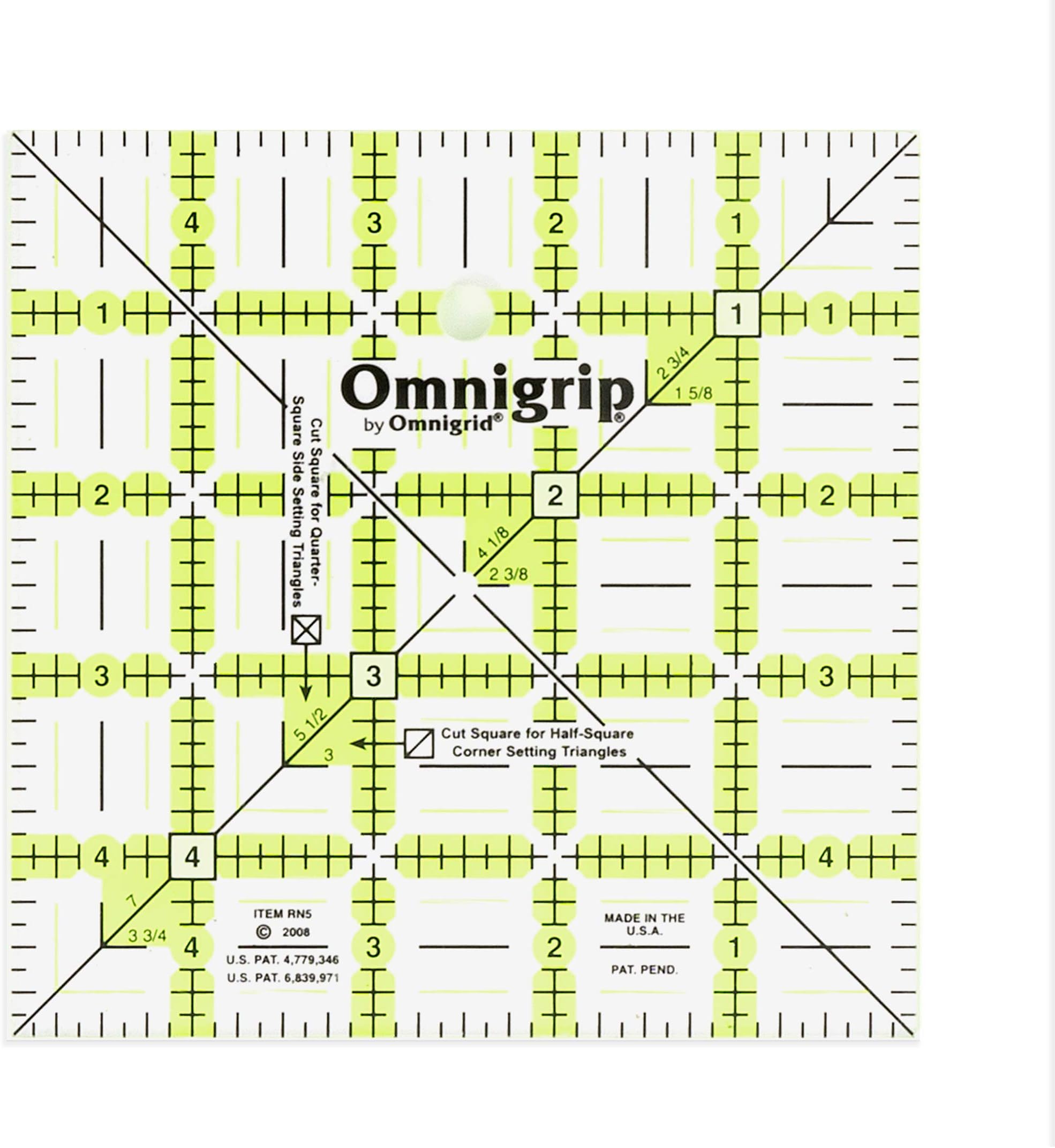 Omnigrip by Omnigrid Non-Slip Ruler, 5" Square