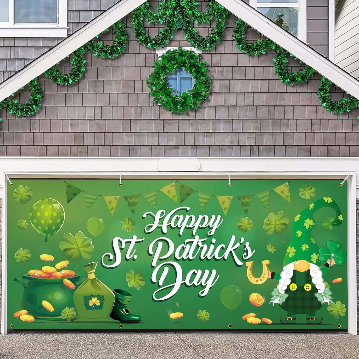 St Patricks Day Garage Door Decorations Banner 16 x 7 ft
