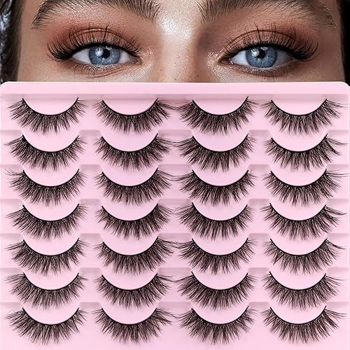 Miniatura 1 de Veleasha Pestañas postizas de visón sintético 3D, pestañas postizas esponjosas, aspecto natural, paquete de 14 pares de pestañas postizas de lujo