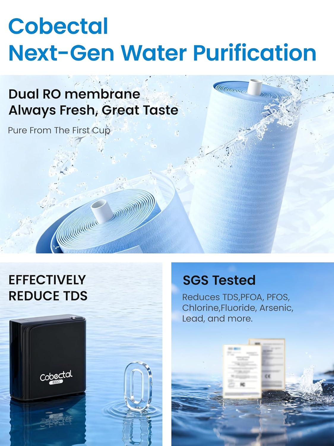 Under Sink Reverse Osmosis System,TDS PFOS&PFOA Reduce, 800GPD Under Counter Ro System,3:1 Pure to Drain,11 Stage Tankless Reverse Osmosis Water Filter,Smart LED Faucet