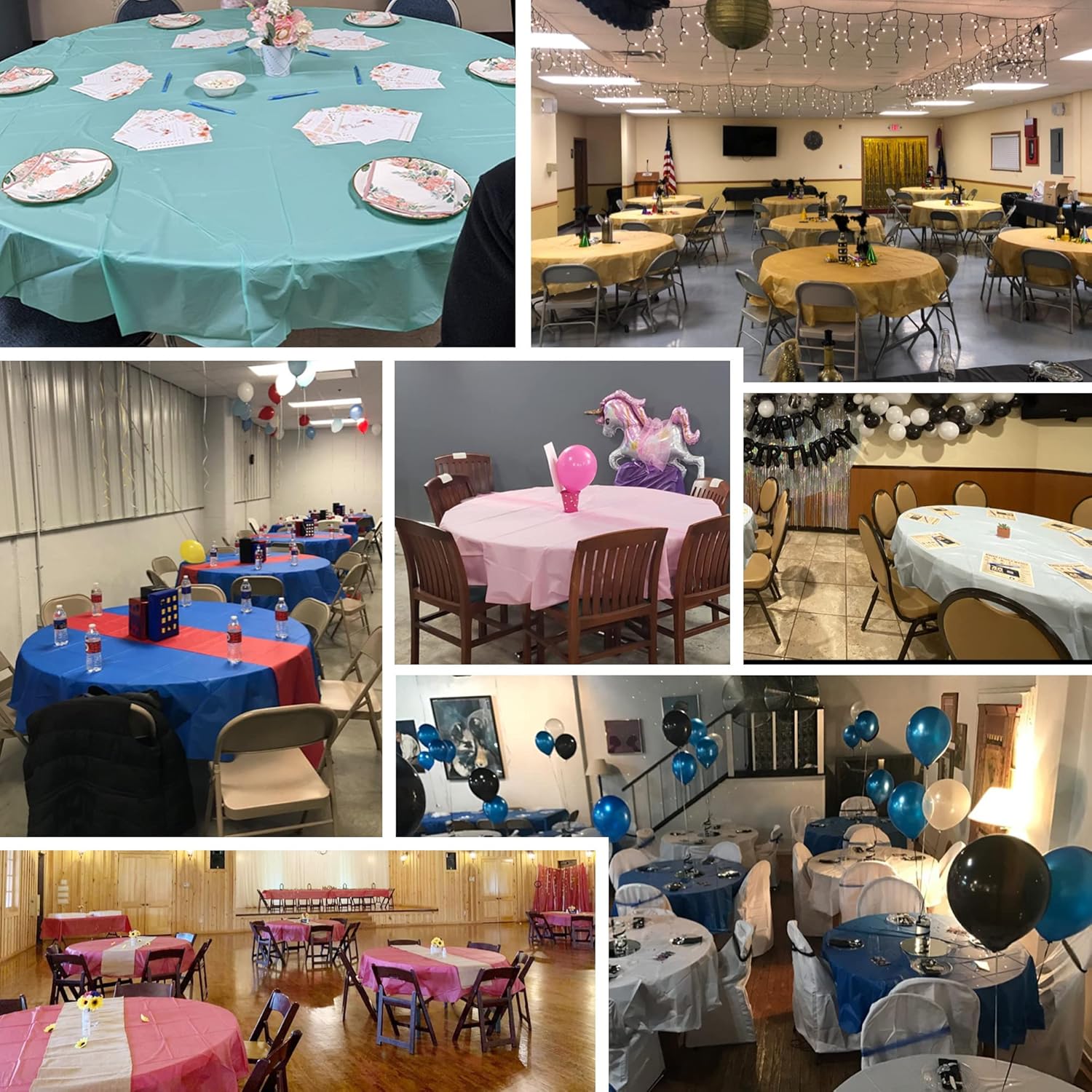allgala Table Cover Water Proof Disposable Tablecloth-6PK Round 84"-Navy- for Party Birthday Wedding Picnic Fiesta Home Party Decorations image 5
