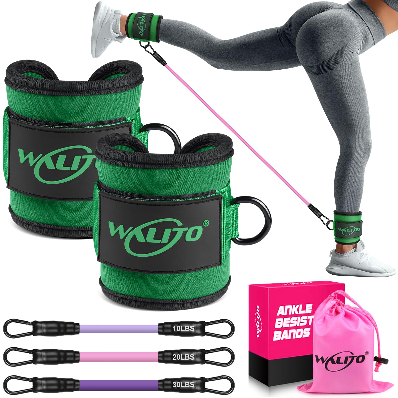Set De 3 Bandes De Résistance Walito Pour Jambes Et Fesses – Élastiques De Sport Pour Hanches (noir, Gris, Gris Clair)