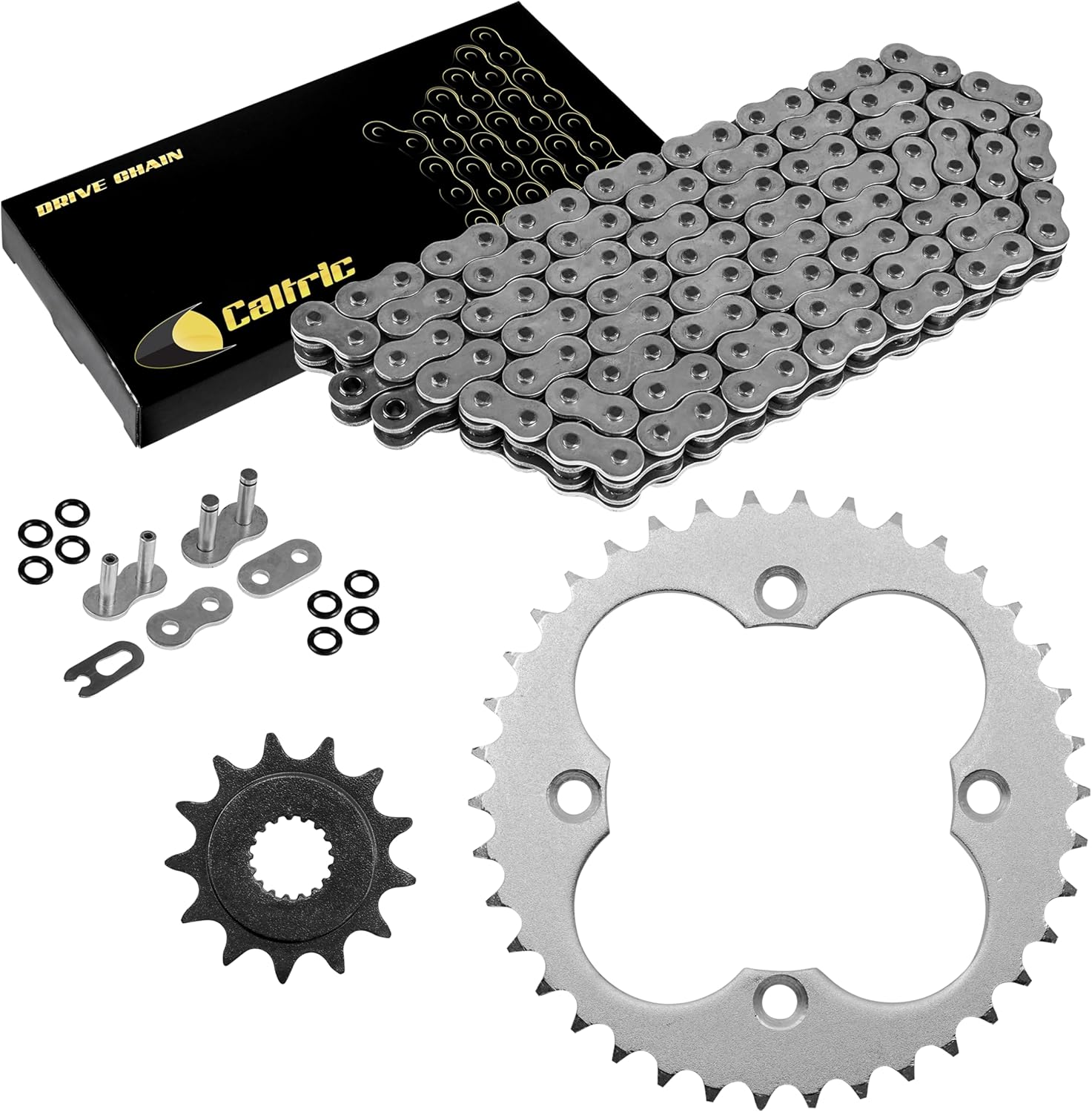 Caltric Steel O-Ring Drive Chain & Sprockets Kit Compatible with Honda 450Er Trx450Er Trx-450Er 2006-2014