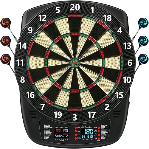 Tablero de dardos electrónico, juego de diana de punta suave, 40 juegos, 427 variantes, tableros de dardos eléctricos digitales con LED colorido, 6 Tablero de dardos electrónico, juego de diana de punta suave, 40 juegos, 427 variantes, tableros de dardos eléctricos digitales con LED colorido, 6