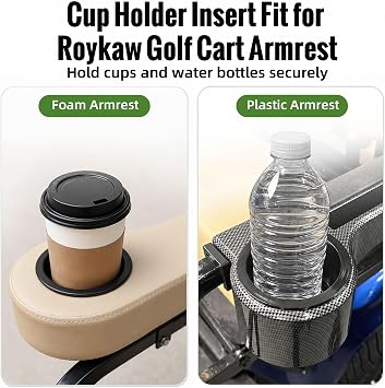 Roykaw Cup Holder Insert for Golf Cart Armrest,with Drain Hole, Black