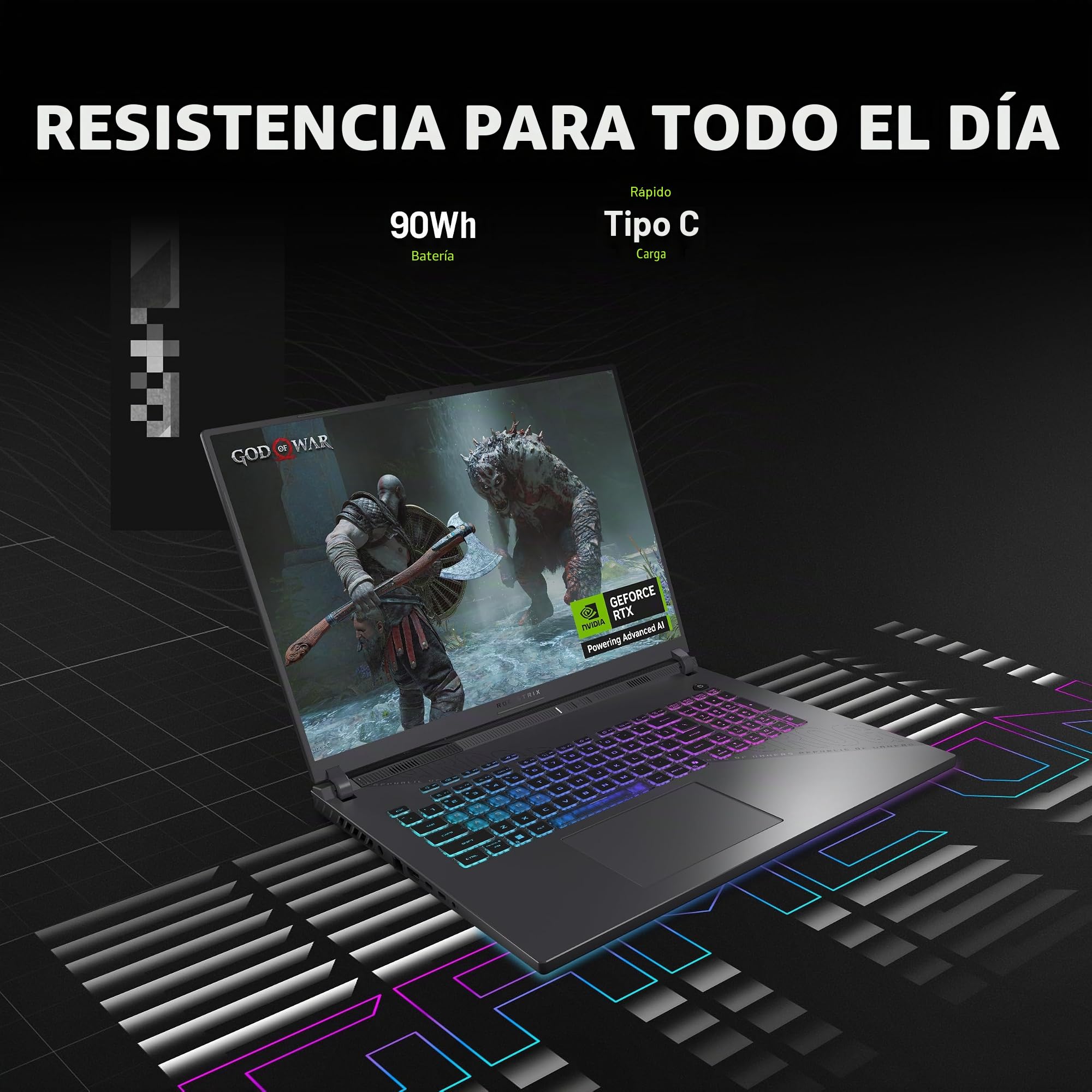 197105964907 ASUS ROG Strix G18 (2025) Laptop para juegos, 18 pulgadas ROG FHD+ 16:10 144Hz, NVIDIA® GeForce RTX™ 5060, procesador móvil AMD Ryzen™ 9 8940HX, 16GB DDR5-5200Mhz, 1TB SSD, Wi-Fi 6E, Wind