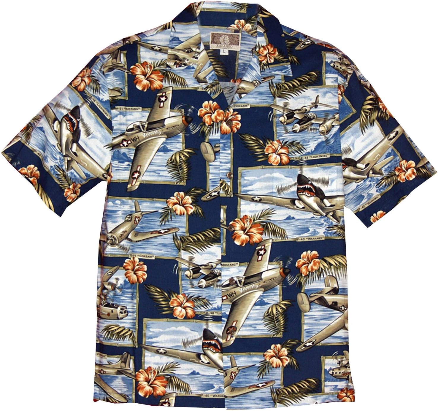 RJCMens Hibiscus Fighter Airplane Shirt