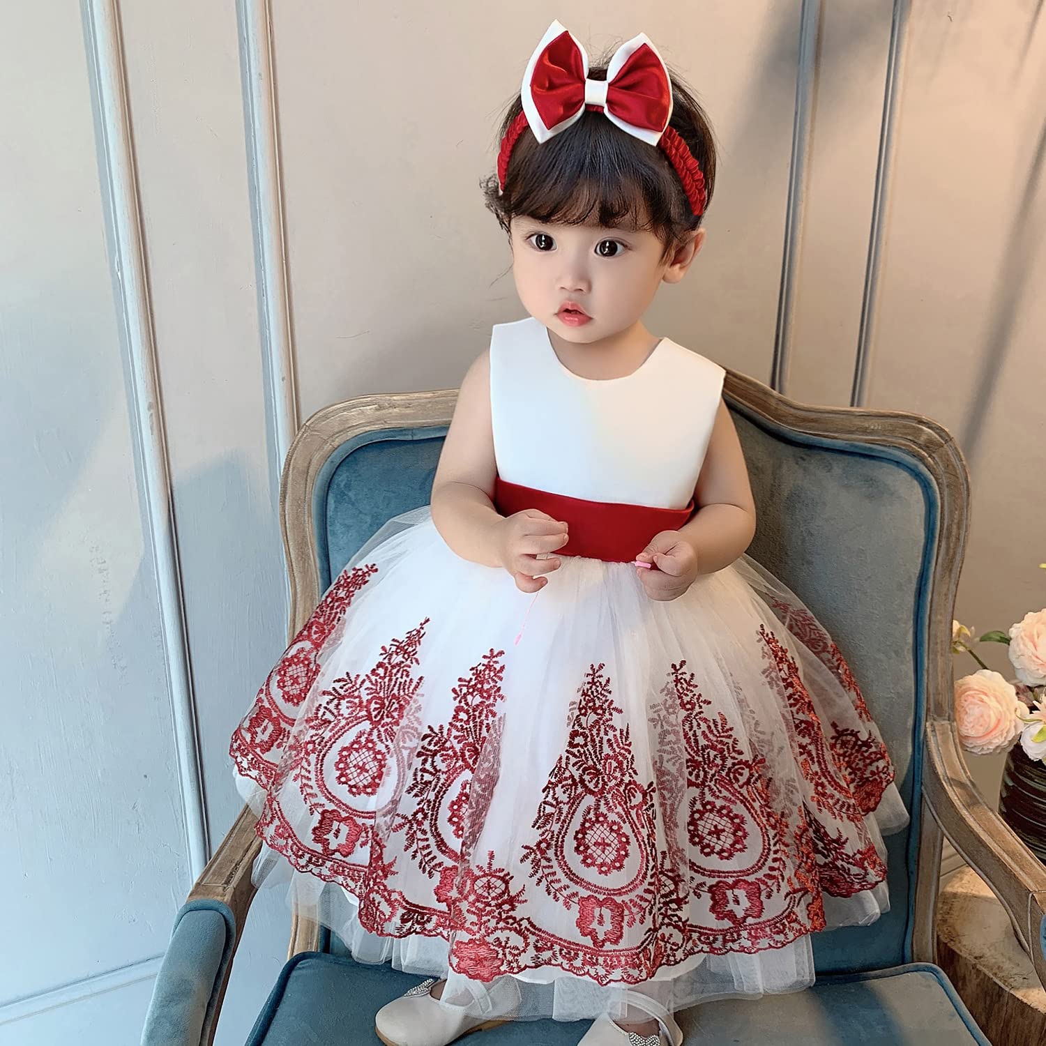 SAIHIME Children s Dress Baby Dress 2-Piece Set Ceremony Dress Embroidered 522 - Picture 2 of 4