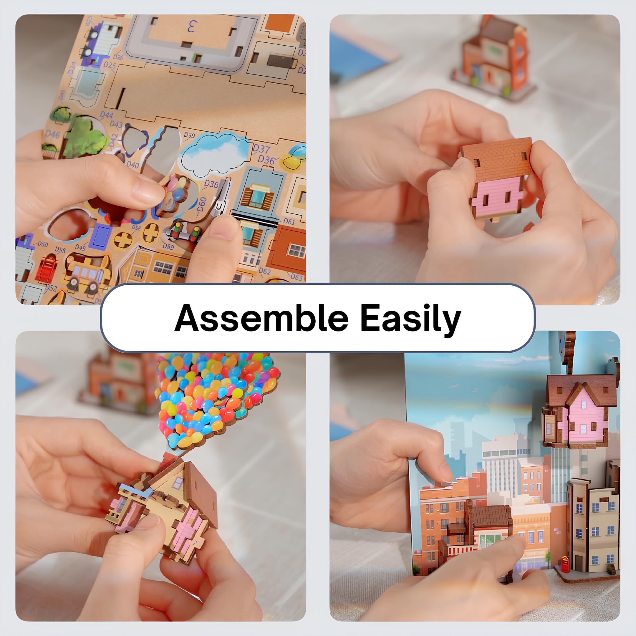 Malau – 3D Book Nook Puzzle aus Holz mit außergewöhnlichem Design und Licht – Miniaturhaus-Bausatz zum Selberbauen DIY Diorama für Bücherregal oder Schreibtisch Buch (Mobile Flying House)