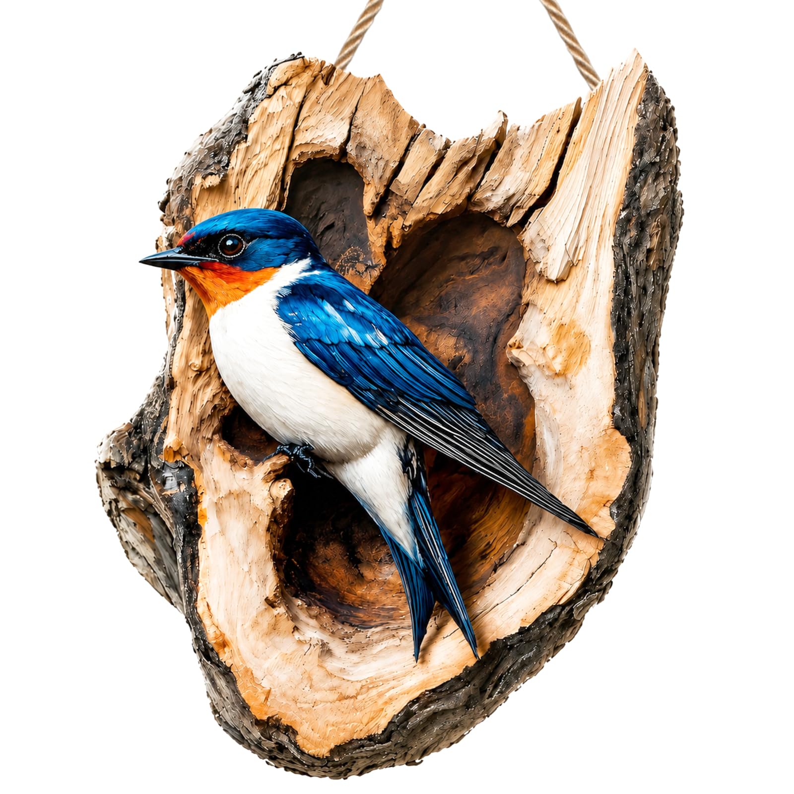 Wooden Bird Ornament, Blue Bird Garden Ornaments Outdoor, Realistic Birds Pendant, Rustic Wooden Plaques, Flat Hanging Ornaments for Outside, Garden, Patio, Windows, Tree & Fence Decor