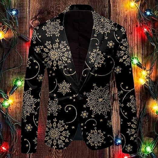 Weihnachtsblazer Für Jungen – Slim Fit Sakko Mit Weihnachtsmotiven | Für Festtage, Party & Urlaub | Größen 4-14 Jahre | Aus Weichem Polyester