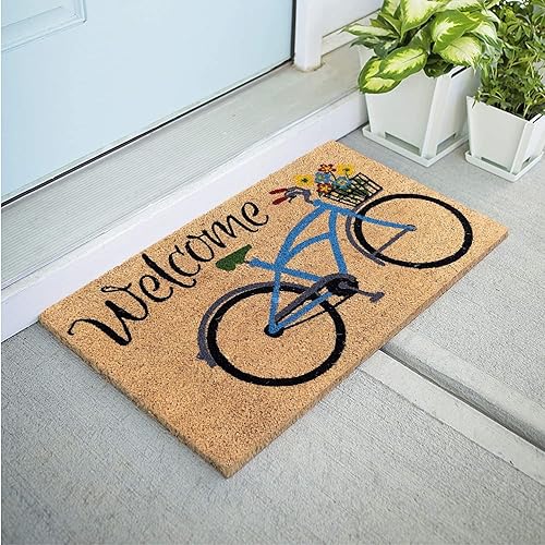 Miniatura 4 de Bicicleta de bienvenida con flores, felpudo de fibra de coco natural, parte trasera antideslizante