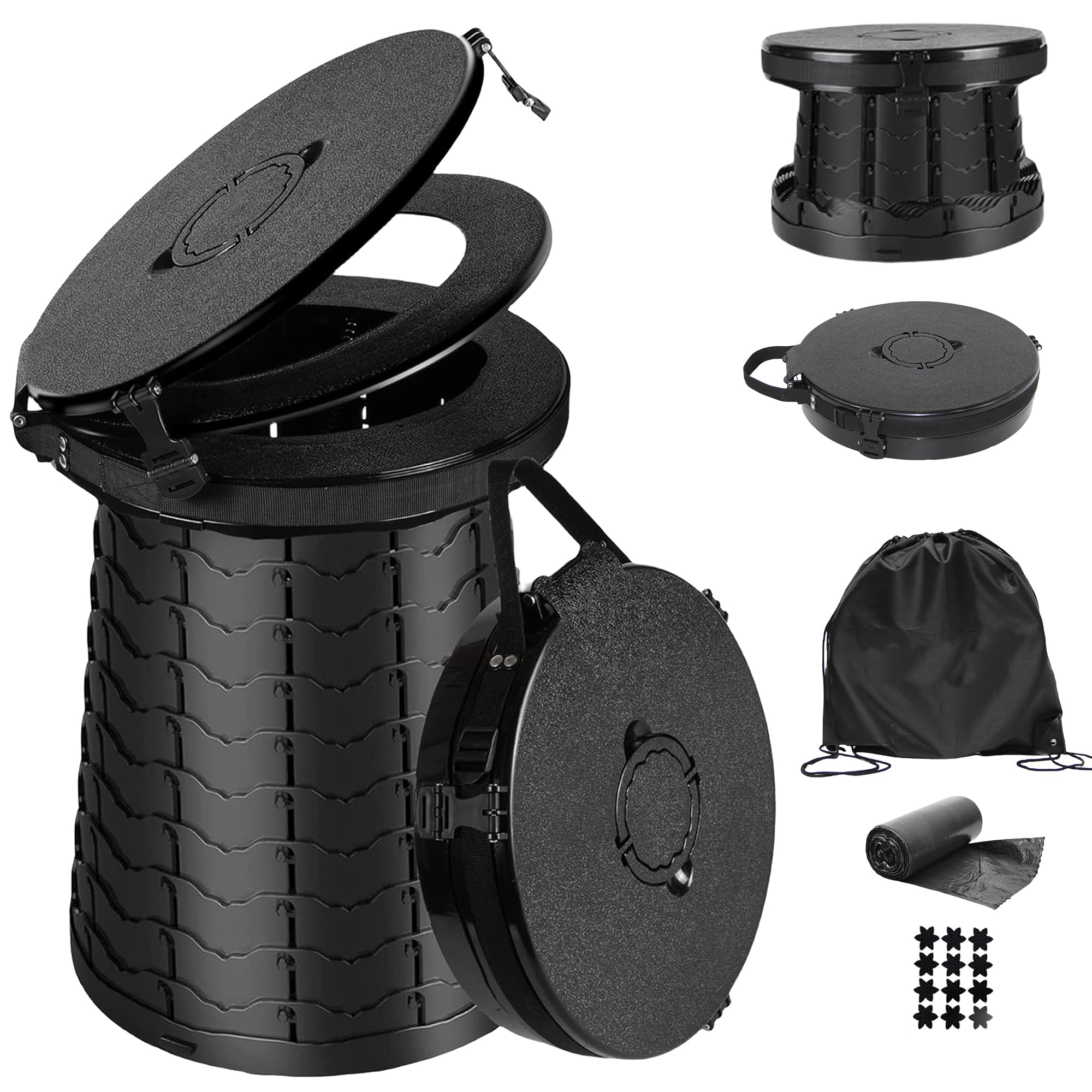 XXL-50 cm tragbare Toilette für Erwachsene, Reise-Toilette, extra groß mit 400 kg Tragkraft, Porta-Töpfchen für Erwachsene und Kinder, mit Deckel, verstellbare Höhe, Camping-Toiletten mit