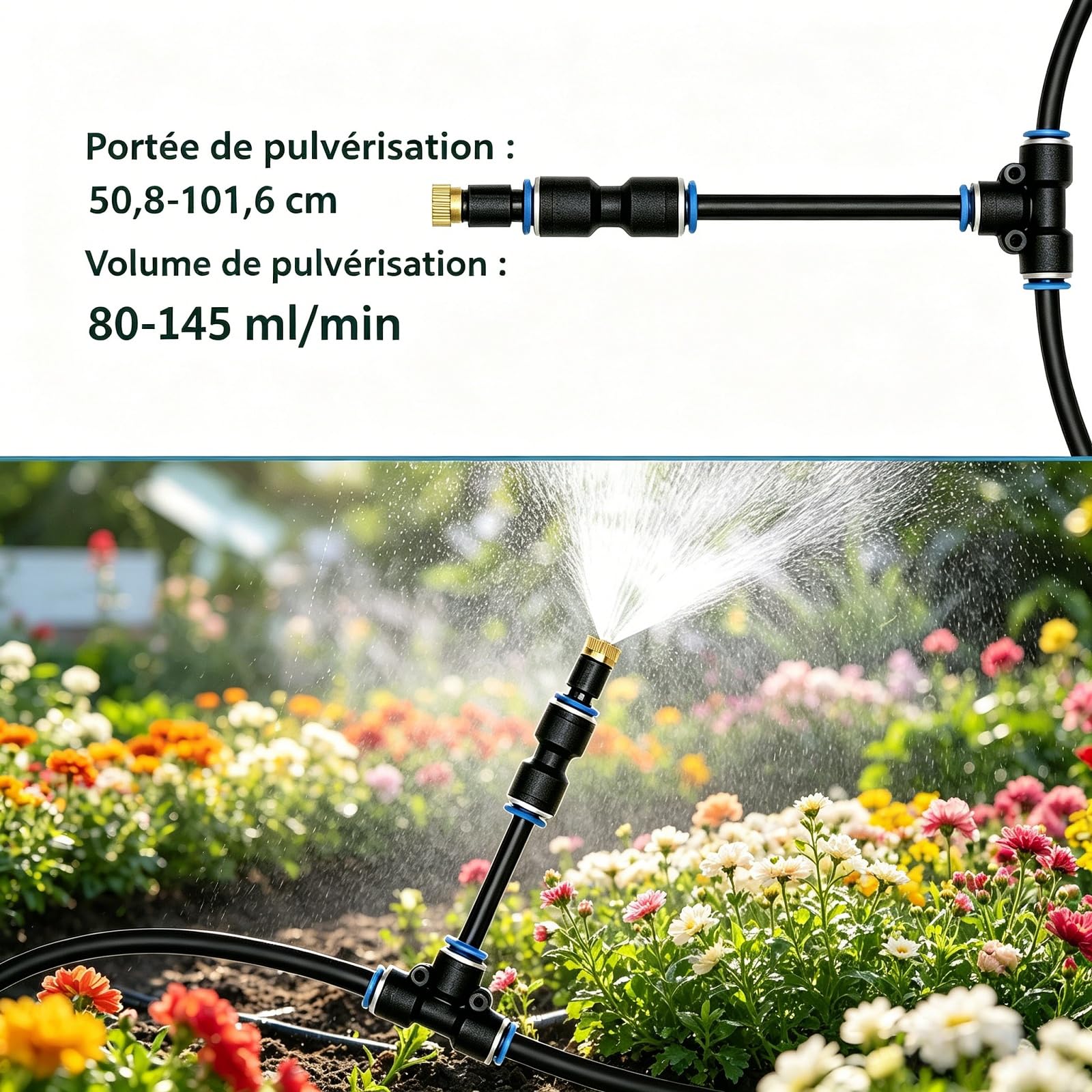 Système Brumisation 20 m, 20 Buses Laiton 3/4", sans électricité | Chakedix Kit Brumisation 20 m, 20 buses laiton, adaptateur 3/4", rafraîchit 20°C, sans électricité, anti-UV, terrasse jardin