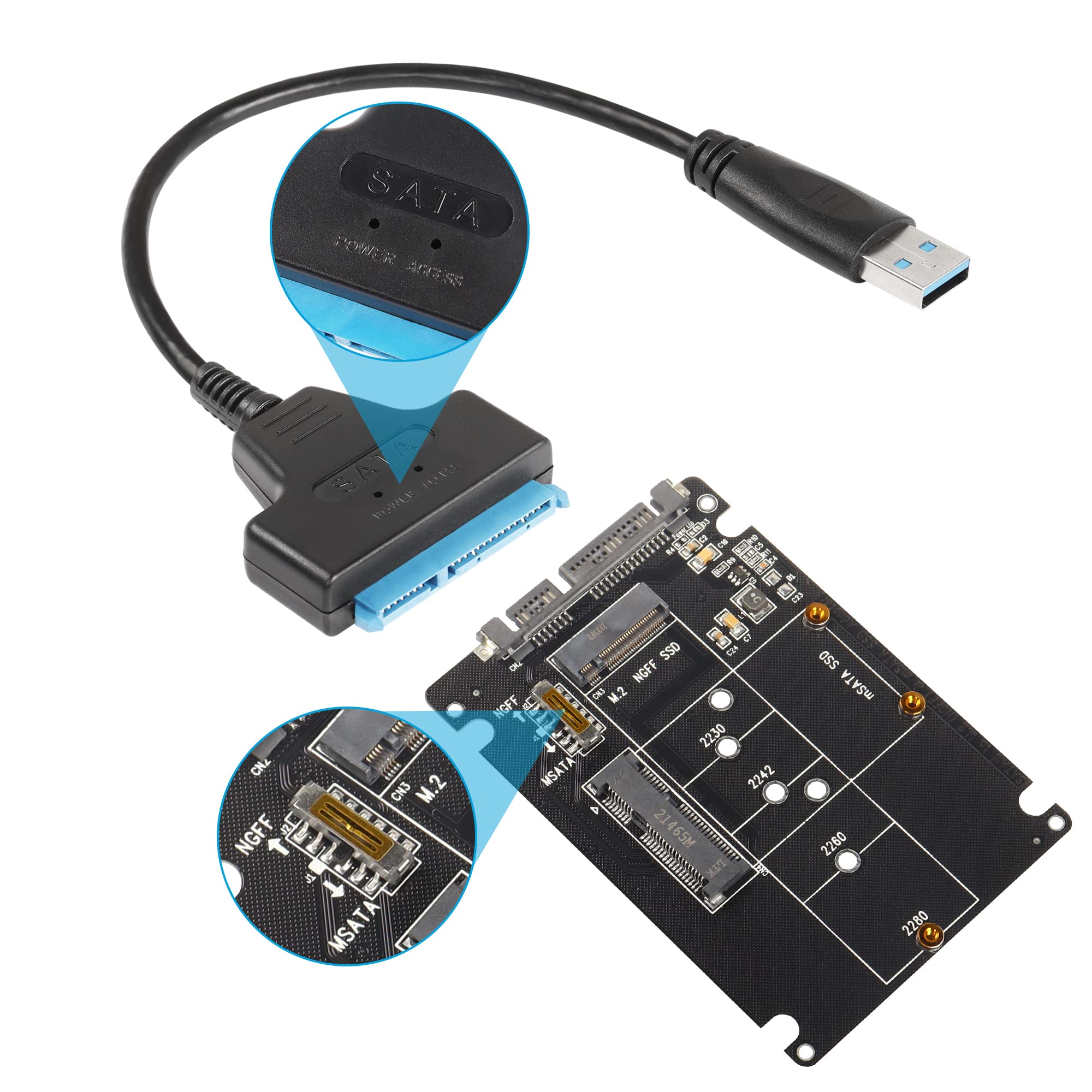 CERRXIAN M.2 NGFF veya mSATA'dan SATA 3.0 Adaptörü, 2'li 1 M.2