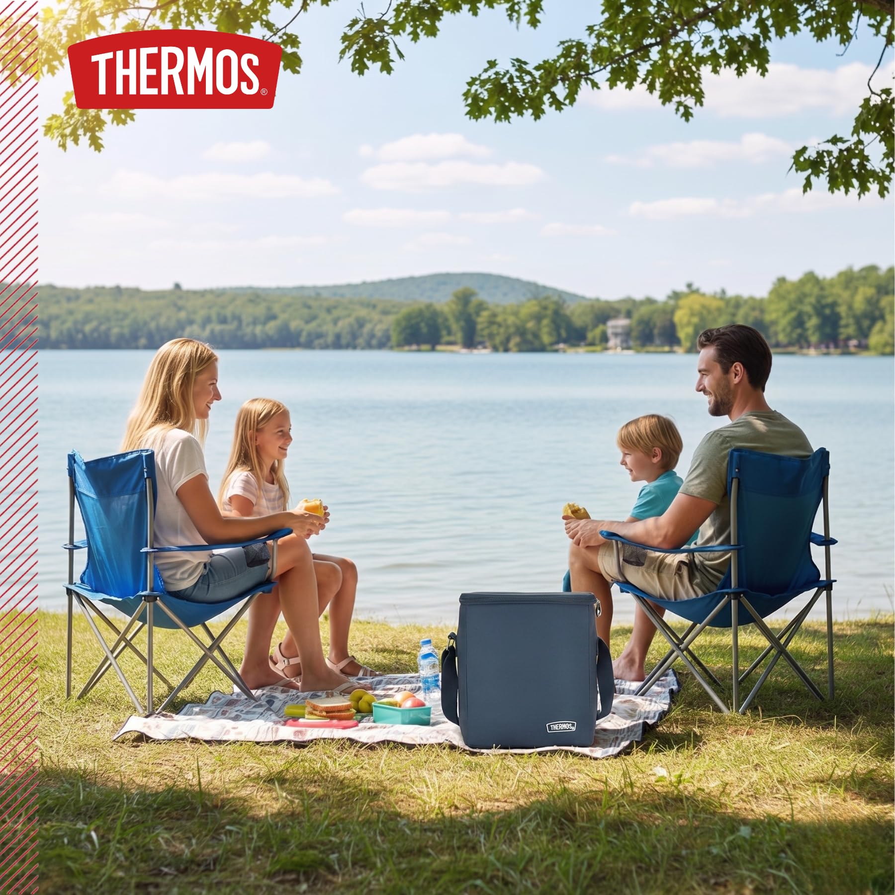 Thermos Eco Cool Borsa Termica Isotermica 36 Lattine 25L 35x27x32cm Blu | 7h freddo, tessuto in rPET, tracolla regolabile, Isolamento termico IsoTec, senza BPA, senza PVC, per picnic e mare