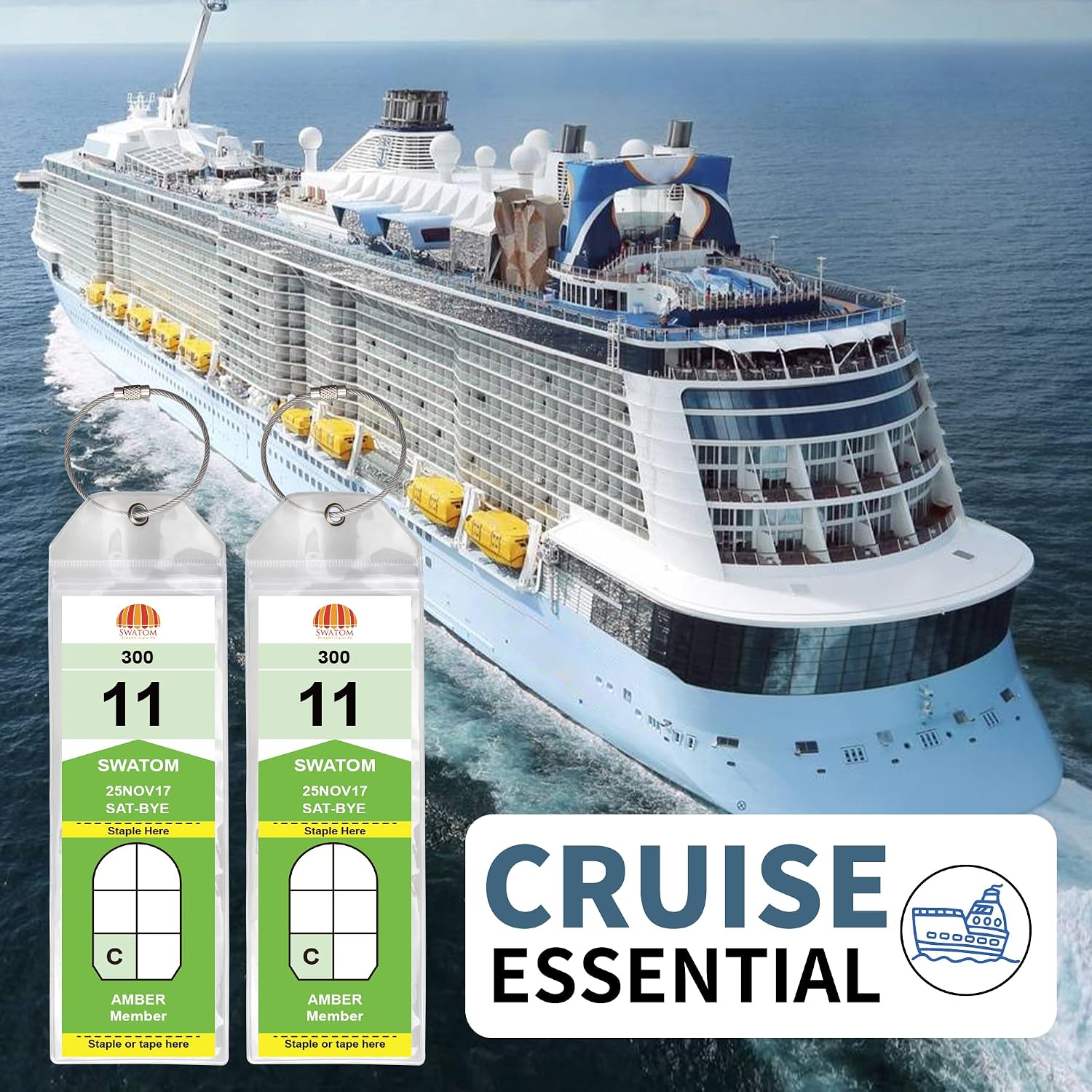 SWATOM Cruise Luggage Tags for Suitcases Royal Caribbean & Celebrity 8 Sets Waterproof Clear Luggage Tag Holders for 2025 & 2026 Cruise Ships Essentials image 3