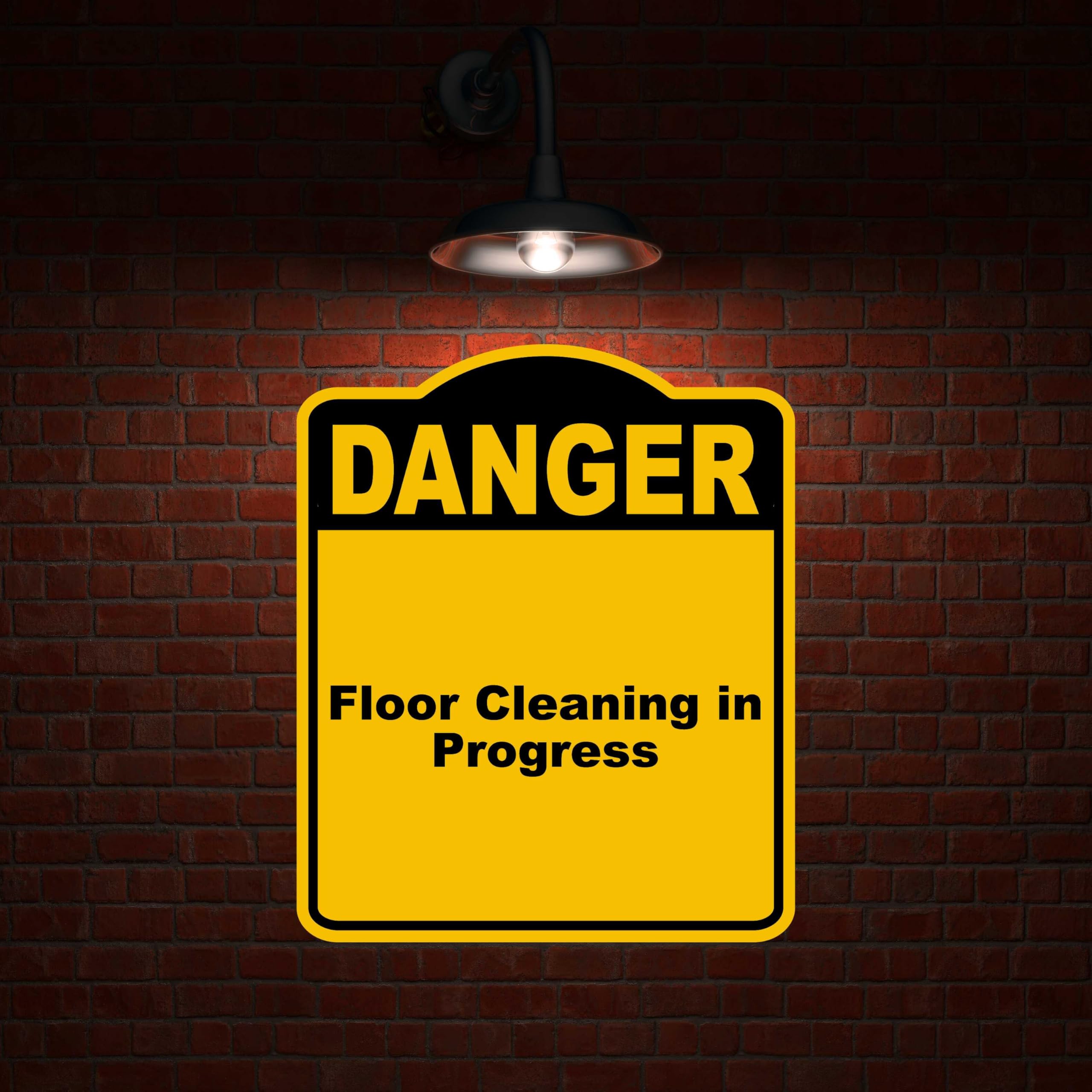 Floor Cleaning in Progress Danger Yellow Black Aluminum Composite Sign 20 x 24 inches