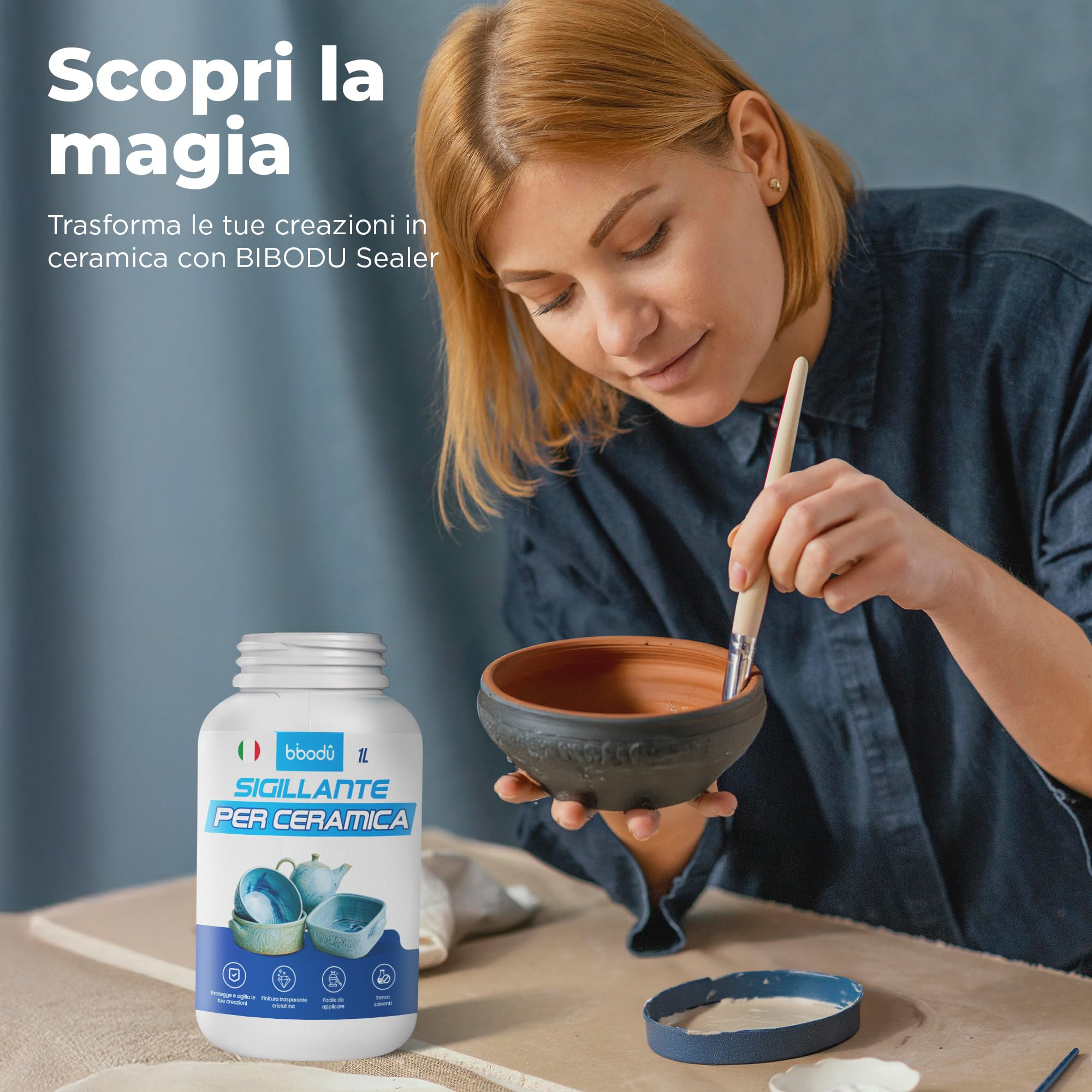 Sigillante per Ceramica 1L | Impermeabilizza Argilla, Gesso e Terracotta | Sigillante Impermeabile per Argilla Senza Solventi