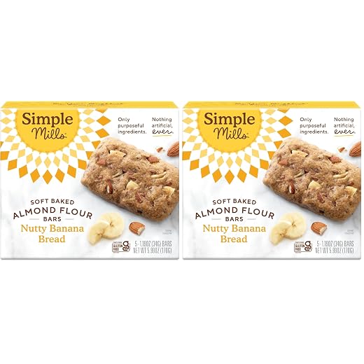 Simple Mills Nutty Banana Bread Soft Baked Almond Flour Bars,5.99 OZ,(Pack of 2)