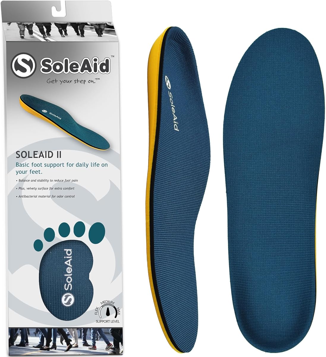 Plantillas para fascitis plantar para hombres y mujeres - Inserciones de soporte de arco para pies planos y sobrepronación - Ortesis que absorbe los golpes para estar de pie todo el día - SoleAid II