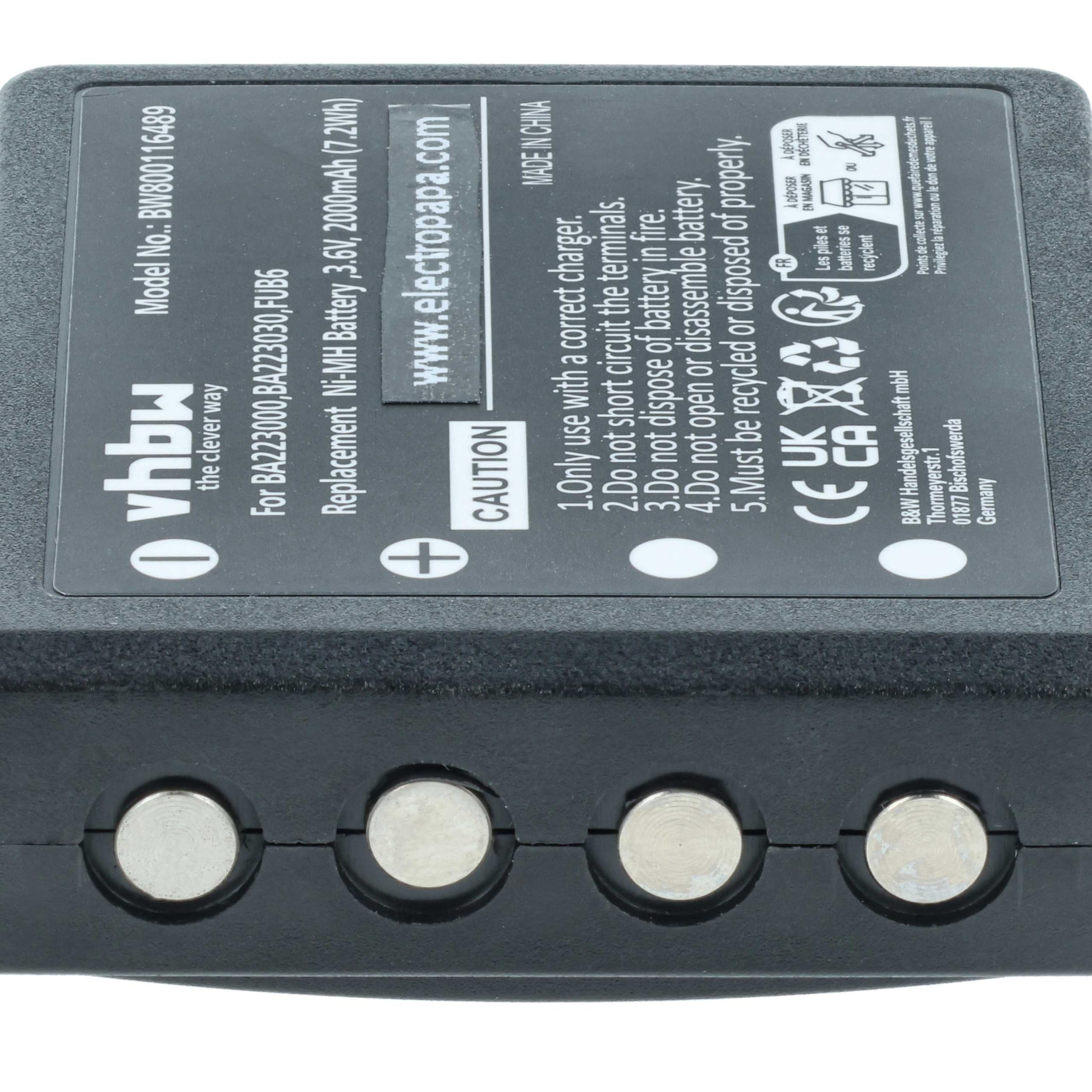 vhbw Bateria 5 x kompatybilna z HBC Radiomatic Micron 7, Patrol D, Micron 5, Micron 6 Remote Control (2000mAh, 3,6V, NiMH)
