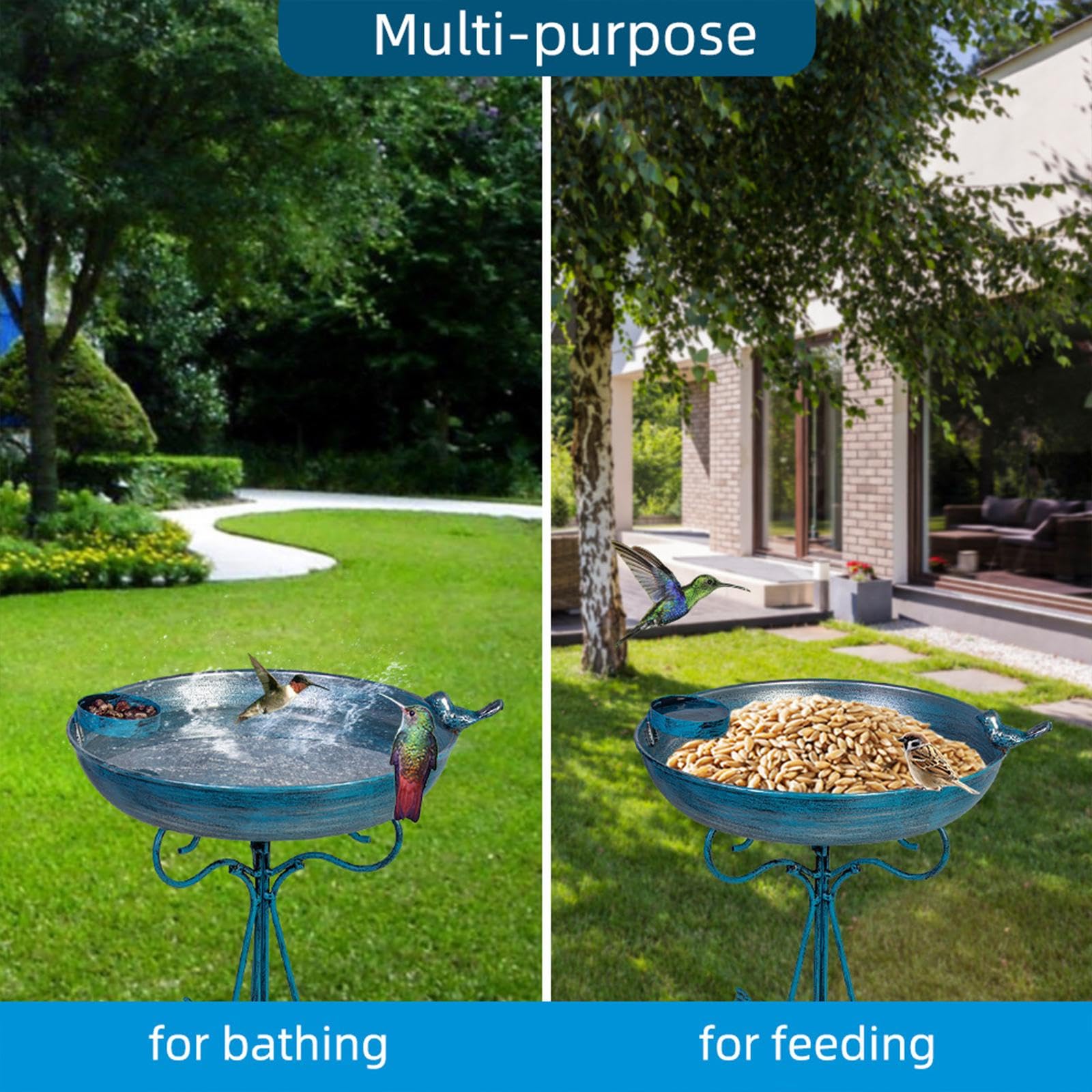 perfk Mangiatoia per Uccelli, capacità, Resistente alle intemperie, Accessorio da Giardino, Decorazione in Metallo per Esterni, per Bambini