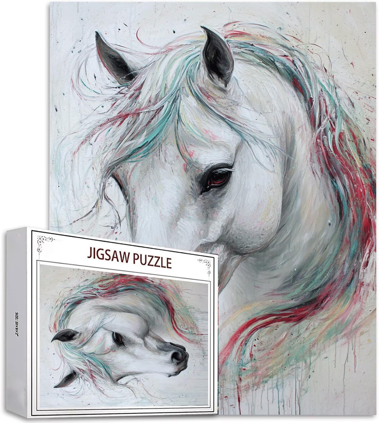 Puzzle z koniem, 5000 elementów, drewniane puzzle dla dorosłych, wielokolorowe, drewniane puzzle, klasyczne puzzle, zwierzę, drewniana jigsaw dla dorosłych i dzieci w wieku 14 lat, prezenty do domu