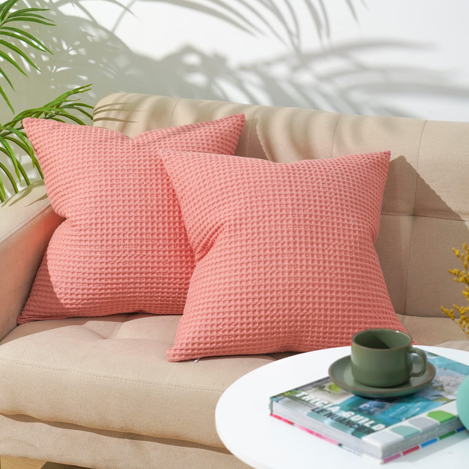 PHF 100% Cotton Waffle Weave Euro Shams 