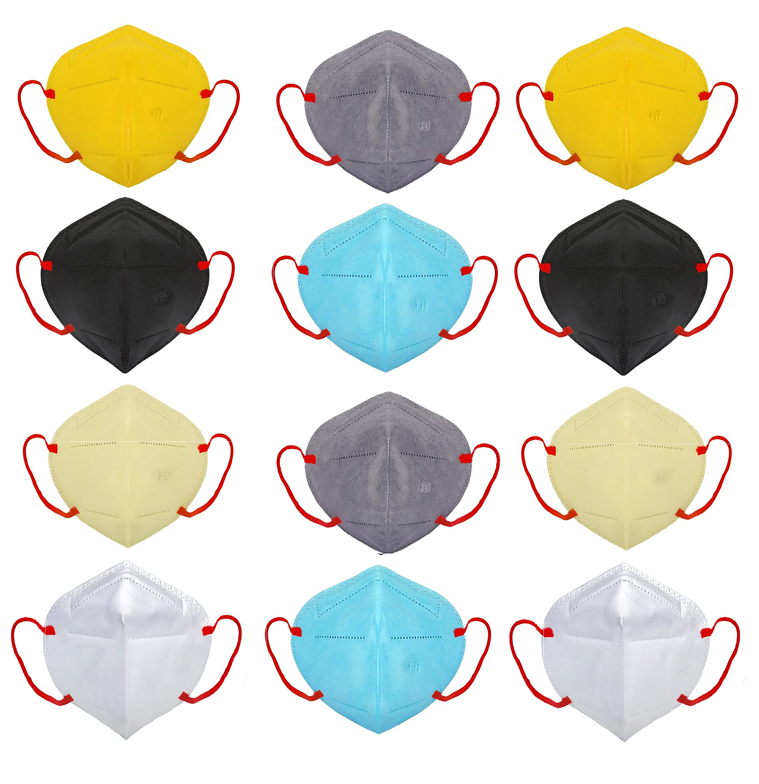 Bildos Unisex Polypropylene N95 Reusable Face Mask with Genuine Melt-blown Layer Without Valve (Multicolour) - Pack of 12 (B097YMHCXB) Amazon Price History, Amazon Price Tracker