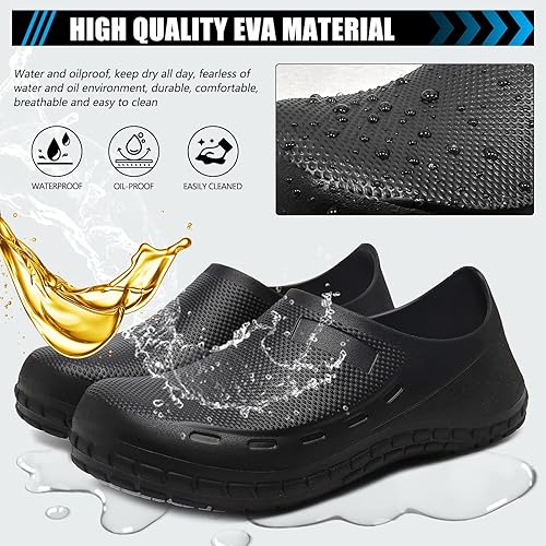 Miniatura 4 de Zapatos de chef para hombre, antideslizantes, resistentes al aceite, zapatos de trabajo, cómodos zuecos de enfermería para jardín, cocina