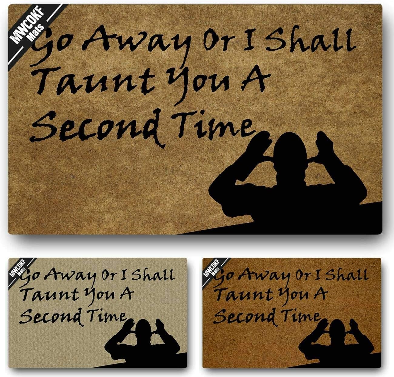 Funny Door Mat Non-Slip Back Rubber Entry Way Doormat Outside | Go Away Or I Shall Taunt You A Second Time | Standard Outdoor Welcome Mat | Home Indoor | Non-Woven Fabric 18 Inch x 30 Inch