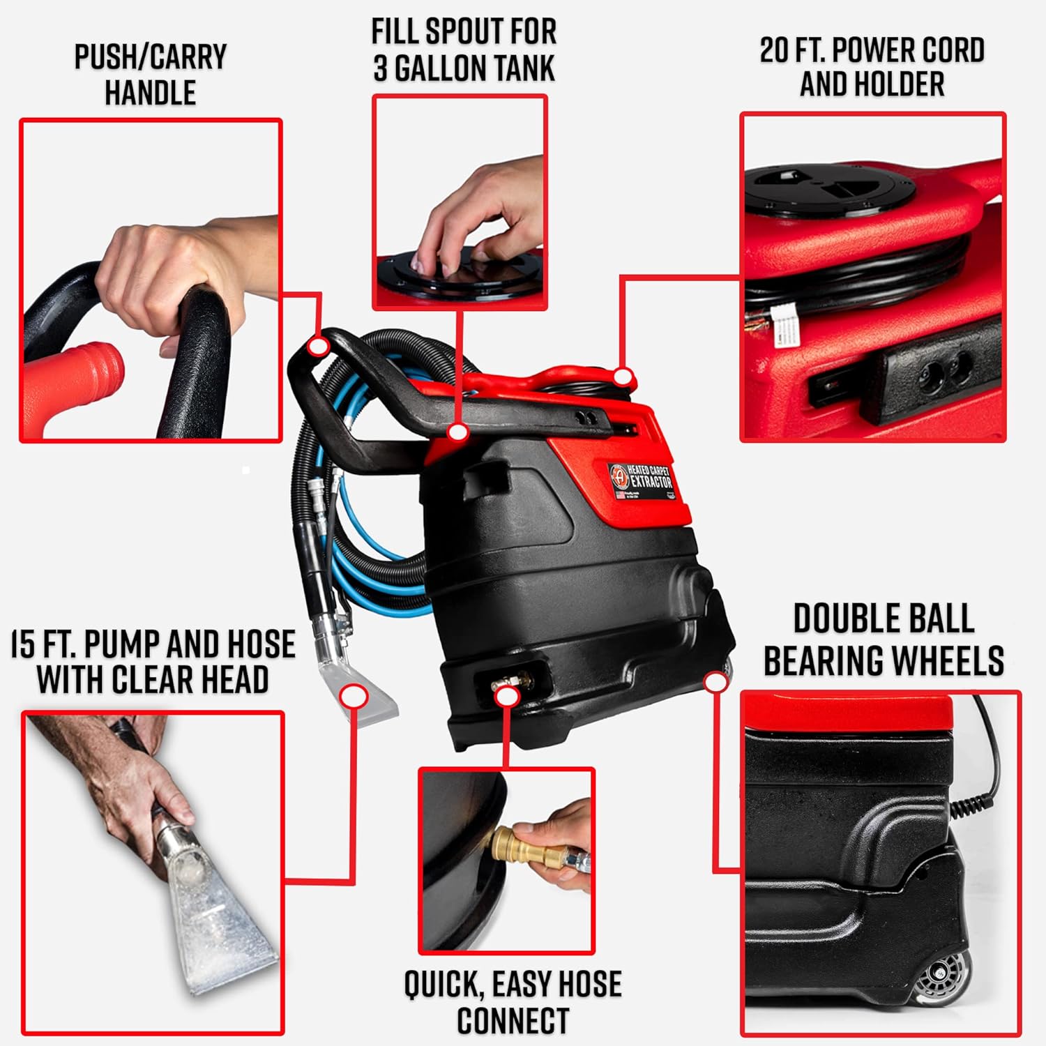 Adam's Polishes Heated Carpet Extractor & Extractor Shampoo Bundle